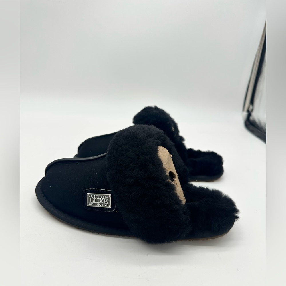 Australia Luxe Collective Black Suede & Shearling Slippers - NWT - XS size 5 - Picture 5 of 12